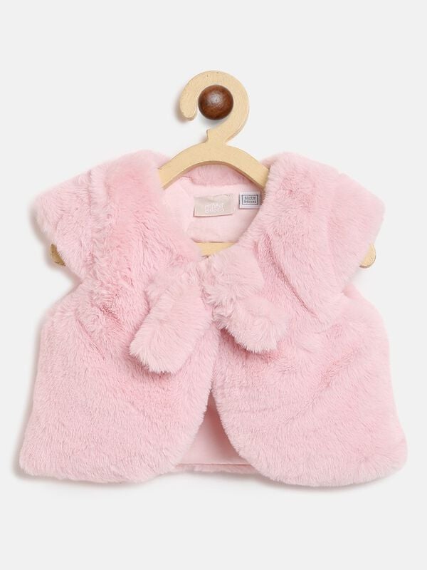 Faux Fur Sleeveless Jacket - White image number 0